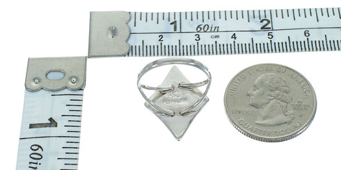 Southwestern Turquoise Inlay And Silver Ring Size 5-1/2 WX80039